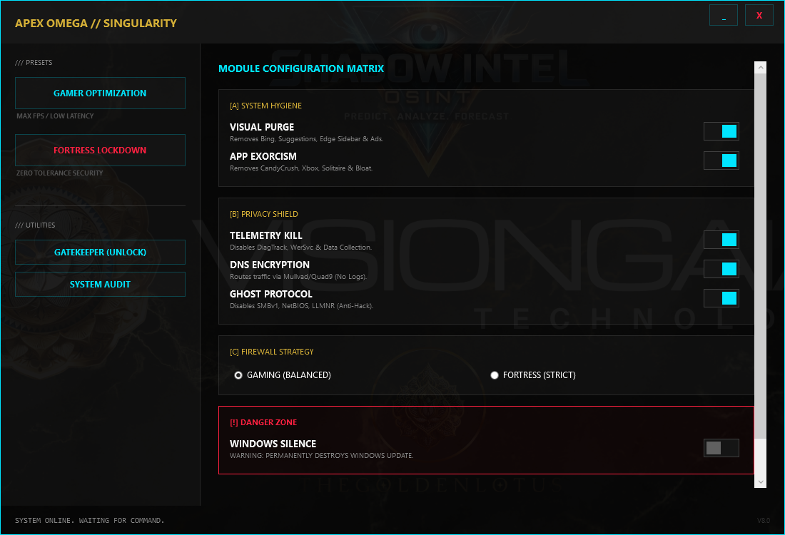 Windows Apex Interface