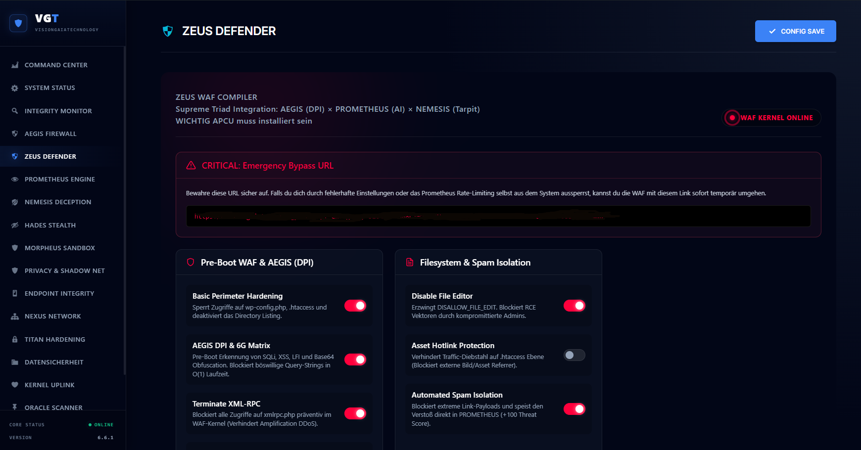 Zeus Pre-Boot WAF