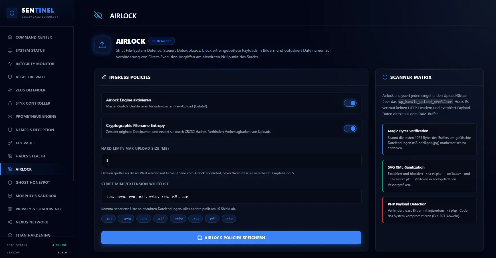 Sentinel Airlock Dashboard